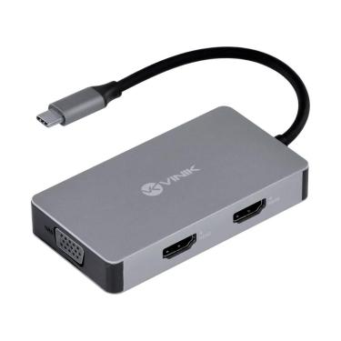 Imagem de HUB USB-C - 1 Porta USB 3.0, USB-C - 2x HDMI - VGA - PD60W - Vinik HC-5VGA
