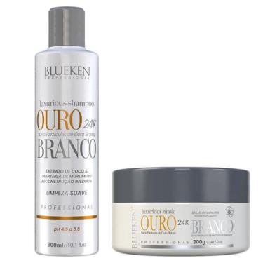 Imagem de Kit de Manutenção para Cabelos Ouro Branco - Shampoo e Máscara Blueken