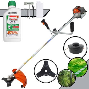 Imagem de Roçadeira Lateral À Gasolina Vulcan VR330P 33cc 1,2HP Alta Rotação Completa Com Guidão Anti-Vibração Carretel Nylon + Faca 3 Pontas + ÓLEO STIHL 8017