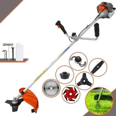 Imagem de Máquina de Corta Grama Vulcan VR330P À Gasolina 33cc 1,2HP 10.000rpm Multifunções Completa Com Guidão Antivibração Carretel Nylon + 5 Lâminas de Corte