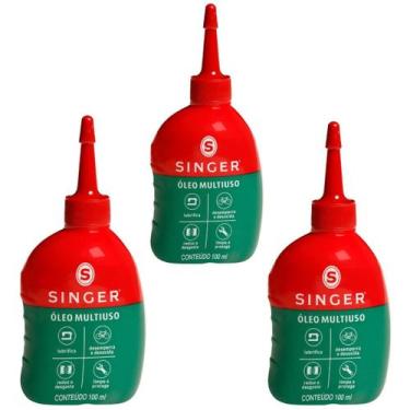 Imagem de Kit 3 Óleo Lubrificante Singer 100ml para Máquina De Costura Multiuso 