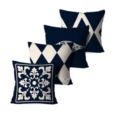 Imagem de Kit 4 Capas Para Almofadas Wevans Azul, UN, Azul