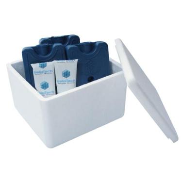 Imagem de Kit Caixa Isopor 1,5L Litro e 3 Gelo Rígido 200ml e 2 Gelo Flexível 45