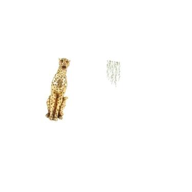 Imagem de Fenteer Escultura de Chita Dourada com Elegantes Trepadeiras Verdes, Arte de Parede, Peça Central Decorativa para Escritório, Banheiro, Quarto, Enfeite de Mes