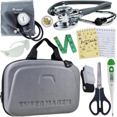 Imagem de Kit Enfermagem Estagio Super Luxo Maleta Incoterm - Love Saúde, Cinza