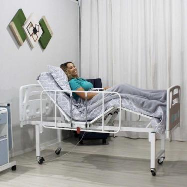 Imagem de Cama Hospitalar Motorizada 2 Movimentos Altura Fixa e Grades de Aço - 