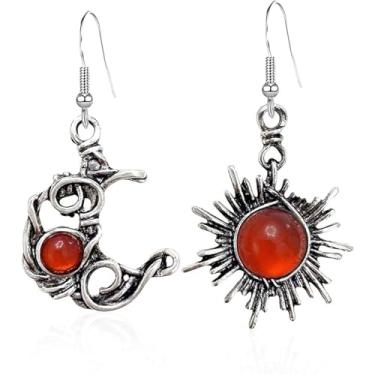 Imagem de Brincos femininos de lua e estrela, vintage, vintage, abstrato, vazado, assimétrico, lua, estrela, sol, pingente, joias, presentes, Medium, Latão, Sem pedra preciosa