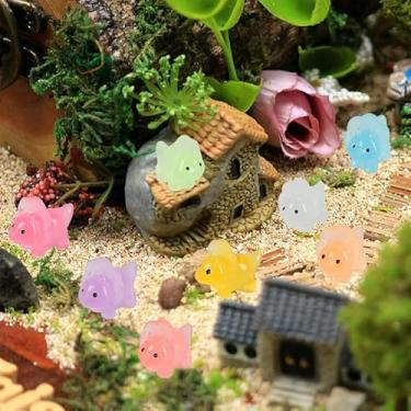 Imagem de 48 peças luminosas mini miniaturas de dinossauros que brilham no escuro resina, figuras de dinossauros, micro ornamentos de fadas, miniaturas de dinossauros minúsculos para bolo, lembrancinhas de