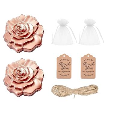 Imagem de TAYCZGQL 2 peças de espelho compacto rosa mini lembrancinhas de festa de quinze anos de casamento Espejos para Recuerdos Espelhos portáteis a granel para convidados Lindo bolso dourado pequeno favor