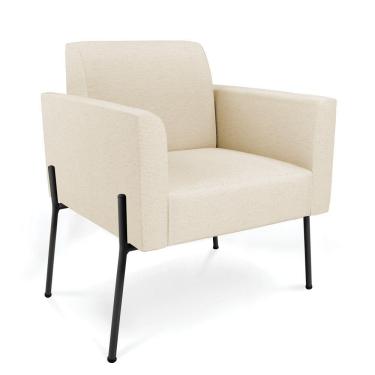 Imagem de Poltrona Pé De Ferro Preto Para Consultório Marisa Linho Bege D03 - D'rossi