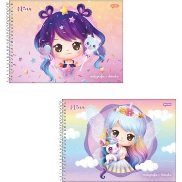 Imagem de Caderno Desenho Universitário Capa Dura Nina 80 Folhas Pacote com 4 - 