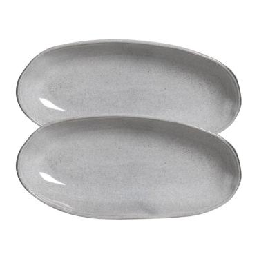 Imagem de Conjunto Com 02 Travessas Oval Funda Grande 32x16 Cm Orgânico Dust Porto Brasil