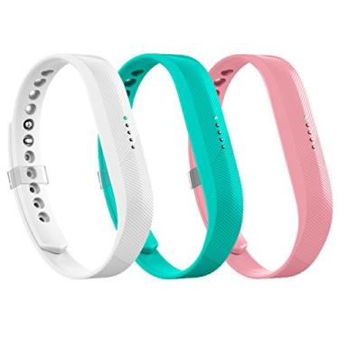 Imagem de AIUNIT Pulseira de substituição Flex 2 grande, Flex 2 pulseiras de substituição com fecho de fixação, pulseira esportiva clássica, moda esportiva, fitness para mulheres, pacote com 3