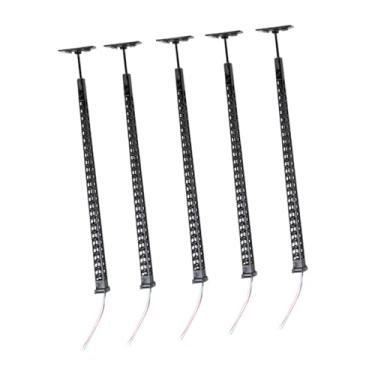 Imagem de oshhni Conjunto de 5 peças de postes de iluminação pública em miniatura na escala 1:87 para dioramas de simulação DIY com LED, maquetes de ferrovias e trens, Preto