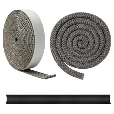 Imagem de Ribbonlic Kit de substituição de corda de vedação de 3 peças, porta de fogão a lenha de 1,7 cm, comprimento 1,99 cm, vedação de vidro de janela e fita de acetato resistente a altas temperaturas para