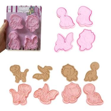 Imagem de Cortador De Biscoito Carimbo 4 Moldes Dino Dinossauro 3D - Bruartt