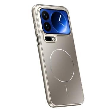 Imagem de LYJSMGZ Capa magnética para Xiaomi 17 Pro Max/17 Pro/17, capa galvanizada fosca à prova de choque suporta carregamento sem fio, dourado, 17