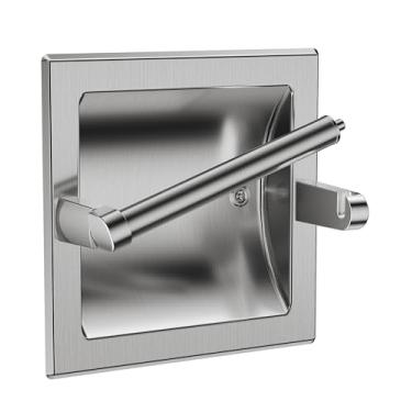 Imagem de KALLYNB Suporte de papel higiênico embutido em níquel escovado, estilo Morden giratório na parede, suporte de papel higiênico embutido - Suporte de papel higiênico embutido para papel higiênico para