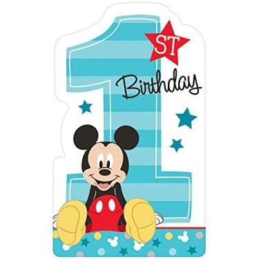 Imagem de amscan American Greetings 5795233 Mickey's 1st Birthday Postcard Invitations, 8 Count, Multi Color, 6 1/4" x 4 1/4" (491833)