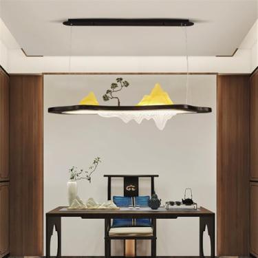 Imagem de Luminária pendente contemporânea de LED para restaurante, estilo chinês retrô, criativa, para balcão de bar, sala de estar, quarto, escritório, hotel ou casa de chá (Estilo 11 L120CM)