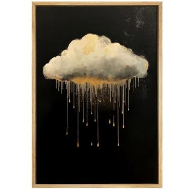 Imagem de Arte em ouro preto Moody Nature Poster Dark Academia Pictures Rain Cloud Painting Sky Rain Wall Art Impressão de paisagem gótica imagem nuvem escura minimalista céu pôster para sala de estar 40,6 x 61