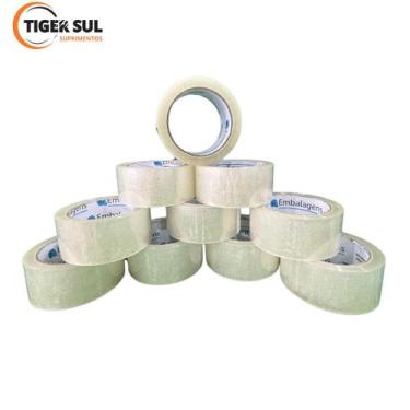 Imagem de 50 Rolos de Fita Adesiva Transparente 45mm x 100m longa duração - TIGE