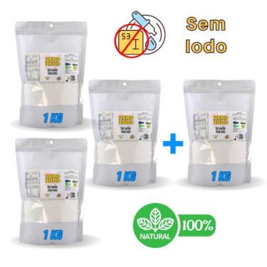 Imagem de Sal Marinho Integral Moído Sem Iodo 4 Un 1Kg Total (4Kg) - Zero Iodo