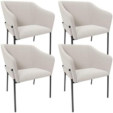 Imagem de Kit 4 Cadeiras Para Sala De Jantar Estar Living Olívia L02 Bouclê Cru - Lyam Decor