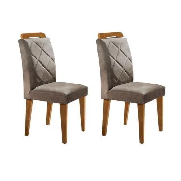 Imagem de Kit 2 Cadeiras De Cozinha Melissa Madeira Capuccino-suede Capuccino - Rufato