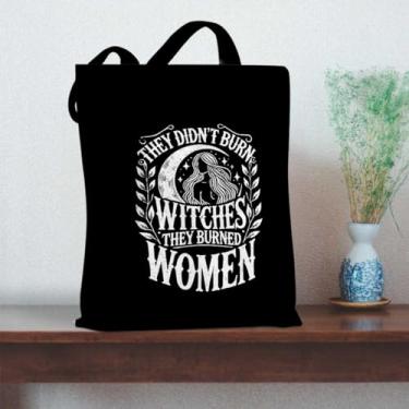 Imagem de Bolsa feminina feminina empoderamento feminista, presentes de bruxa para mulheres, amigas, irmãs, filhas, sobrinhas, sacolas de mercearia reutilizáveis para acampamento, piquenique, formatura