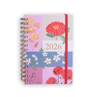 Imagem de AGENDA PLANNER 2026 ANA LUIZA DIÁRIA MÉDIA ESPIRAL DUPLO GARDEN ROSA TECA PAPELARIA