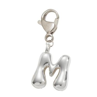 Imagem de Chaveiro M Bolha Prata Letras Pingente - Pingente de cristal da sorte para aniversários e ocasiões especiais GS0048