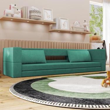 Imagem de Cama Montessoriana Solteiro Colinho 3 em 1 Espuma Verde Água Keiko - K