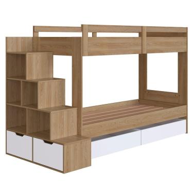 Imagem de Beliche Infantil Com Escada E 4 Gavetas Infix C06 Aveiro-branco - Mpozenato