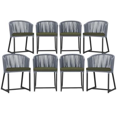 Imagem de 8 Cadeiras De Jantar área Noronha Preta E13 Trama Original Prata
