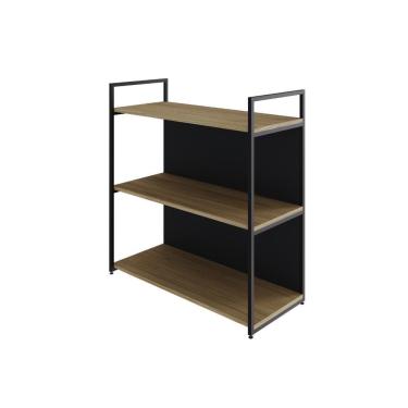 Imagem de Estante C/03 Prateleiras 84x80x33cm C/fundo Yon Vermont Oak/est.preta Vermont Oak/est.preta