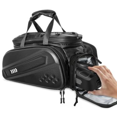 Imagem de Axiniu Bolsa traseira para bicicleta com capacidade de 40 L, bolsa rígida para bicicletas, porta-malas para bicicletas, bolsas de bateria Ebike, bolsa grande multifuncional para bicicleta, mochila de