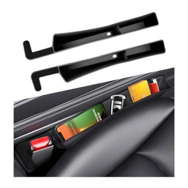 Imagem de MUQIDA Organizador de enchimento de lacunas de assento de carro, 2 peças, rolha de lacuna multifuncional, armazenamento lateral de console automático com compartimento USB, bloqueador de fendas de