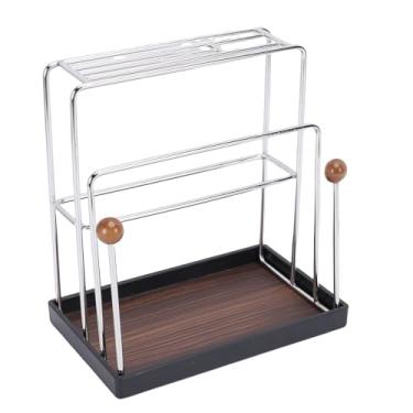 Imagem de TOPINCN Rack de Armazenamento de Cozinha, Suporte para Tábuas de Corte, Organizador de Tábuas de Corte Com Bandeja de Drenagem, Suporte de Bancada de Aço Inoxidável para Facas, Tesouras, (Área de