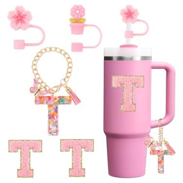 Imagem de Conjunto de acessórios para copo Stanley Cup 850.5 g 1,134.0 g copo com alça, incluindo tampa de palha, pingente de alça, adesivo 5 peças (T)