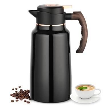 Imagem de Garrafa térmica de café – Garrafa de café de aço inoxidável isolada a vácuo de parede dupla de 2L/1,984 g com alça ergonômica – Retenção quente e fria para café, chá, leite, água