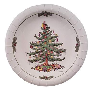 Imagem de Spode Pratos de almoço/sobremesa para árvore de Natal de papel, 16 unidades
