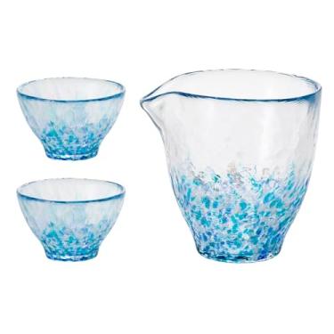 Imagem de Conjunto de copos artesanais japoneses – copos tradicionais para bebidas frias, feito no Japão, perfeito para presentear (jarra de saquê Ajisai com conjunto de 2 xícaras, jarra (238.1 g - 250ml), copo
