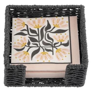 Imagem de Karma, Porta-guardanapos de coquetel de tecido para mesa e cozinha – Dispensador de guardanapos plano Boho para jantar em casa e ao ar livre, porta-guardanapos de papel, flores modernas