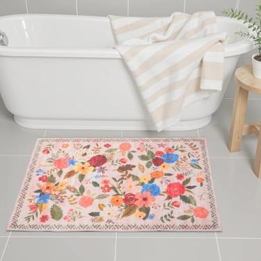 Imagem de Tapetes de área 61 x 43 cm, tapete de entrada para decoração de casa, tapete de porta pequeno para banheiro, tapete de banheira floral ultrafino antiderrapante para pia, chuveiro, porta, banheira, pia