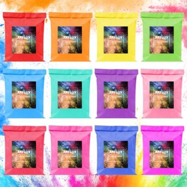 Imagem de Pó Holi em pó de 12 cores - 700 g cada-12 cores rosa, laranja, amarelo, verde, azul, roxo, vermelho, azul-petróleo, fúcsia, azul oceano, roxo vibrante, rosa bebê - para jogar, rangoli, corrida