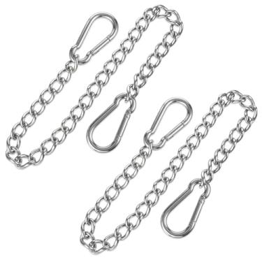 Imagem de Pacote com 2 correntes de rede de 49,8 cm de espessura para pendurar sacos de pancada, corrente de ganchos fechados, extensão de aço inoxidável, 1,65 m, correntes giratórias para alpendre, suporte de