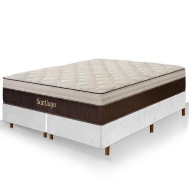 Imagem de Cama Box King Size Branca Colchão Santiago Molas Ensacadas Pillow Papa