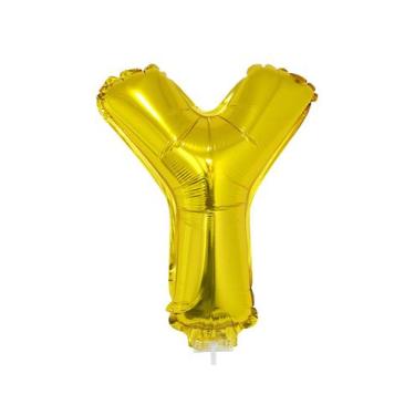 Imagem de Balão Metalizado 16" Funny Letra Y Dourado com Suporte, UNICA