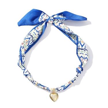 Imagem de Pychee Colar de cachecol feminino bandana com pingente banhado a ouro, coração, cruz, lua, joias modernas. Presentes, Poliéster, Sem Pedra Preciosa
